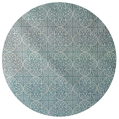 Garden Classic Gartentischdecke Outdoortischdecke Tischdecke Rund Oval Keramik Türkis Rund ca. 140 cm abwaschbar von DecoHomeTextil Heimtextilmanufaktur