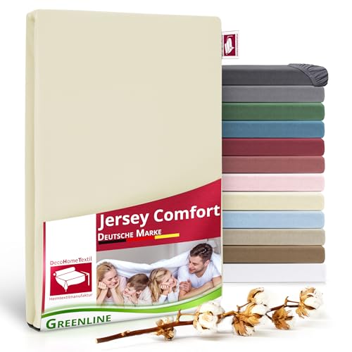 Greenline Spannbettlaken Premium Jersey aus 100% Baumwolle Champagner 140-160x200 cm bis zu 30 cm auch für Boxspringbetten, Spannbetttuch Greenline Spannbettlaken Premium Jersey aus 100% Baumwolle Champagner 140-160x200 cm bis zu 30 cm auch für Boxspringbetten, Spannbetttuch von DecoHomeTextil Heimtextilmanufaktur