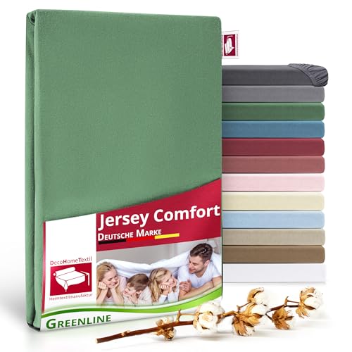 Greenline Spannbettlaken Premium Jersey aus 100% Baumwolle Greenline Dunkelgrün 140-160x200 cm bis zu 30 cm auch für Boxspringbetten, Spannbetttuch Greenline Spannbettlaken Premium Jersey aus 100% Baumwolle Greenline Dunkelgrün 140-160x200 cm bis zu 30 cm auch für Boxspringbetten, Spannbetttuch von DecoHomeTextil Heimtextilmanufaktur