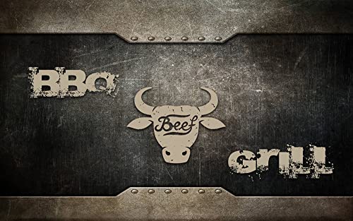Grillmatte Grillunterlage Bodenschutz Barbecue-Matte BBQ Beef 75 x 120 cm Muster wählbar Anti-Rutsch Schwerentflammbar von DecoHomeTextil Heimtextilmanufaktur