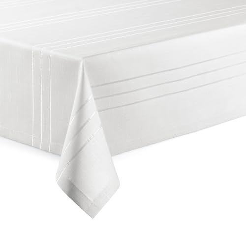 Hochwertige Tischdecke mit Saumrand Eleganza Weiß Eckig 110 x 220 cm pflegeleicht von DecoHomeTextil Heimtextilmanufaktur