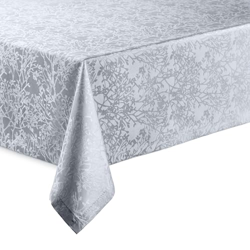 Hochwertige Tischdecke mit Saumrand Harmony Hellgrau Eckig 130 x 220 cm pflegeleicht von DecoHomeTextil Heimtextilmanufaktur