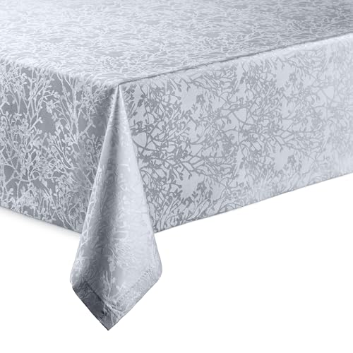 Hochwertige Tischdecke mit Saumrand Harmony Hellgrau Oval 135 x 180 cm pflegeleicht von DecoHomeTextil Heimtextilmanufaktur