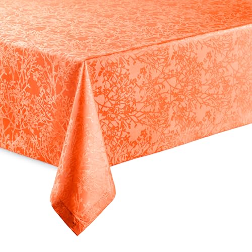 Hochwertige Tischdecke mit Saumrand Harmony Terra Orange Rund 160 cm pflegeleicht von DecoHomeTextil Heimtextilmanufaktur