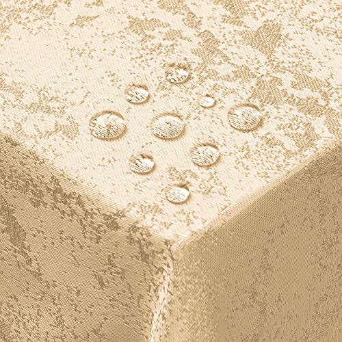 Jacquard Tischdecke Granit Tischdecke Eckig Champagner 130 x 260 cm Meliert mit Lotus Effekt Größe & Farbe wählbar von DecoHomeTextil Heimtextilmanufaktur