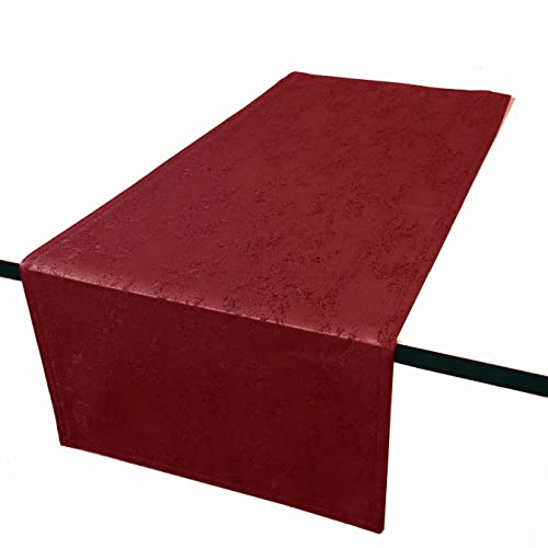 Jacquard Tischdecke Granit Tischläufer Eckig Rot 40 x 100 cm Meliert mit Lotus Effekt Größe & Farbe wählbar von DecoHomeTextil Heimtextilmanufaktur
