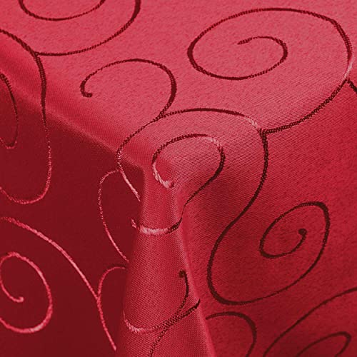 Kringel/Circle Tafeldecke Form, Größe & Farbe wählbar- Eckig 130 x 360 cm - Dunkelrot Damast Tischdecke von DecoHomeTextil Heimtextilmanufaktur