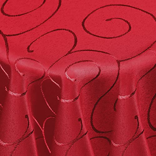 Kringel/Circle Tafeldecke Form, Größe & Farbe wählbar- Oval 160 x 360 cm - Dunkelrot Damast Tischdecke von DecoHomeTextil Heimtextilmanufaktur