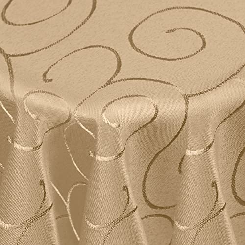 Kringel/Circle Tafeldecke Form, Größe & Farbe wählbar- Oval 160 x 360 cm - Nougat/Beige/Hellbraun Damast Tischdecke von DecoHomeTextil Heimtextilmanufaktur