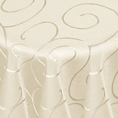 Kringel/Circle Tafeldecke Form, Größe & Farbe wählbar- Rund 135 cm - Champagner Damast Tischdecke von DecoHomeTextil Heimtextilmanufaktur