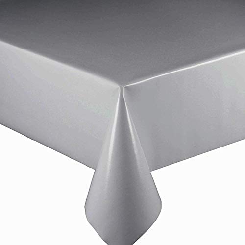 Lacktischdecke Wachstuch Wachstischdecke Tischdecke Gartentischdecke Silber Breite & Länge wählbar 140 x 140 cm Eckig abwaschbar von DecoHomeTextil Heimtextilmanufaktur