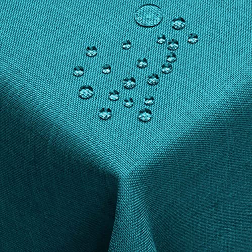 Leinen Optik Overlock Türkis Tischdecke Eckig 110 x 140 cm 100% Polyester Gartentischdecke Abwaschbar Leinen Optik Overlock Türkis Tischdecke Eckig 110 x 140 cm 100% Polyester Gartentischdecke Abwaschbar von DecoHomeTextil Heimtextilmanufaktur