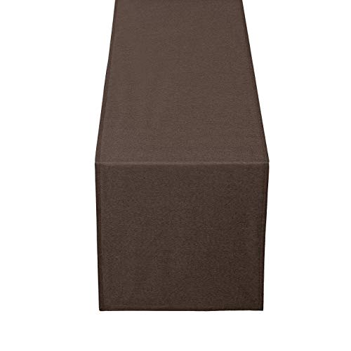 Leinen Optik Tischläufer Läufer Eckig 40 x 140 cm Dunkelbraun Abwaschbar Wasserabweisend Fleckschutz Pflegeleicht mit Saumrand von DecoHomeTextil Heimtextilmanufaktur