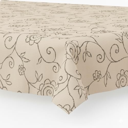 Miami Gartentischdecke Tischdecke Meterware Outdoortischdecke Campingtischdecke Mediterran Creme Eckig 130 x 180 cm Outdoor Camping von DecoHomeTextil Heimtextilmanufaktur