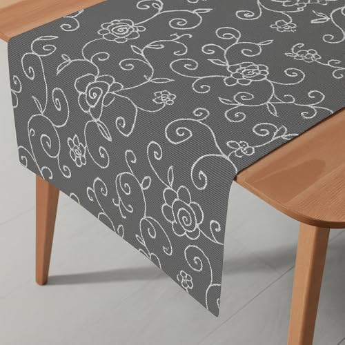 Miami Gartentischdecke Tischdecke Meterware Outdoortischdecke Campingtischdecke Mediterran Grau Läufer 40 x 150 cm Outdoor Camping von DecoHomeTextil Heimtextilmanufaktur