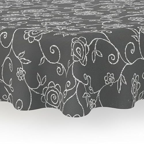 Miami Gartentischdecke Tischdecke Meterware Outdoortischdecke Campingtischdecke Mediterran Grau Oval 140 x 220 cm Outdoor Camping von DecoHomeTextil Heimtextilmanufaktur