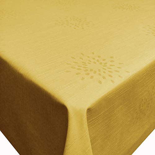 Pey Royal Jacquard Meterware Tischdecke Stoff Stofftischdecke Blumen Gelb Breite & Größe wählbar 140 x 300 cm Eckig wasserabweisend abwaschbar von DecoHomeTextil Heimtextilmanufaktur