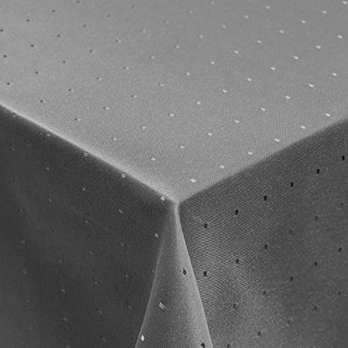 Punkte Muster Optik Tischdecke Größe, Form und Farbe wählbar Eckig 130 x 340 cm Dunkelgrau Damast Tafeldecke Pflegeleicht von DecoHomeTextil Heimtextilmanufaktur