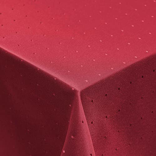 Punkte Muster Optik Tischdecke Größe, Form und Farbe wählbar Eckig 90 x 90 cm Rot Damast Tafeldecke Pflegeleicht von DecoHomeTextil Heimtextilmanufaktur