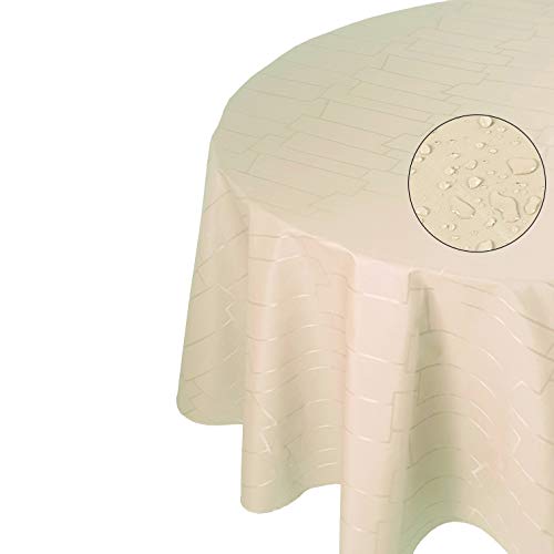 Royal Jacquard Meterware Tischdecke Stofftischdecke Steine Champagner Rund 155 cm wasserabweisend abwaschbar Royal Jacquard Meterware Tischdecke Stofftischdecke Steine Champagner Rund 155 cm wasserabweisend abwaschbar von DecoHomeTextil Heimtextilmanufaktur