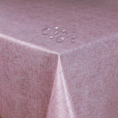 Tischdecke 100% Polyester mit Antirutsch-Funktion Uni Altrosa Rechteckig 100 x 150 cm Tischwäsche von DecoHomeTextil Heimtextilmanufaktur