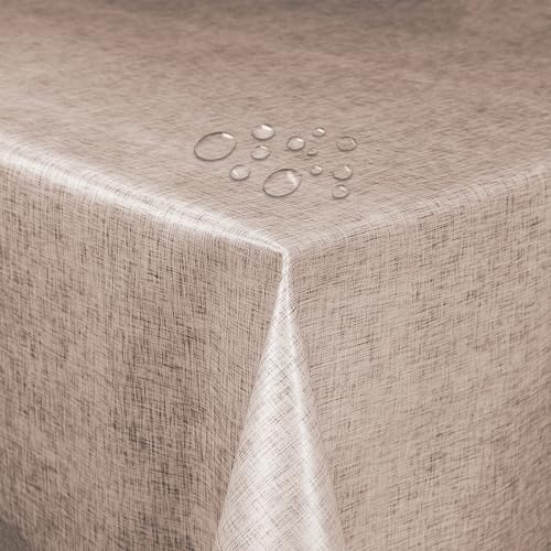 Tischdecke 100% Polyester mit Antirutsch-Funktion Uni Champagner Rechteckig 120 x 150 cm Tischwäsche von DecoHomeTextil Heimtextilmanufaktur