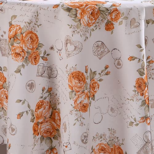 Tischdecke Stofftischdecke aus 100% Baumwolle mit Paspelband Oval 140 x 190 cm Alexandria Terra Gartentischdecke Wasserabweisend von DecoHomeTextil Heimtextilmanufaktur