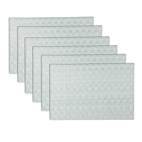 Tischset Platzset Platzmatte PP 1,5 mm 45 x 30 cm 6er-Set Rattan Echt Geflochten Farbe wählbar Weiß von DecoHomeTextil Heimtextilmanufaktur