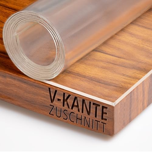 Transparent Tischfolie Schutzfolie Folie leicht mattiert Abgeschrägte V-Kante Eckig 45 x 80 cm Tischdecke Maschinenzuschnitt von DecoHomeTextil Heimtextilmanufaktur