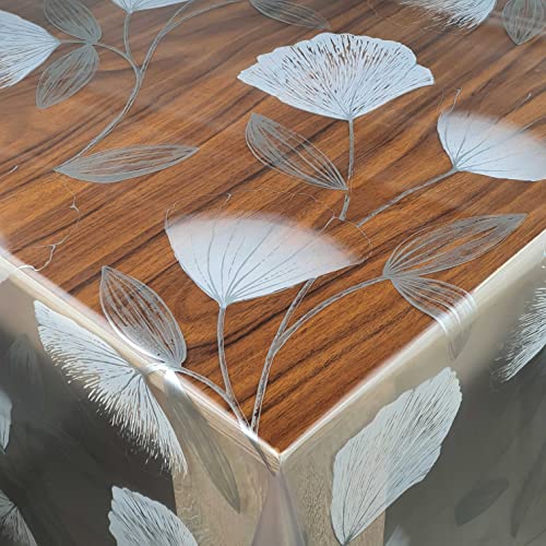 Transparente Folie Tischdecke Tischfolie Schutzfolie 0,2mm Größe wählbar Ginkgo Blätter Eckig 120 x 220 cm abwaschbar von DecoHomeTextil Heimtextilmanufaktur