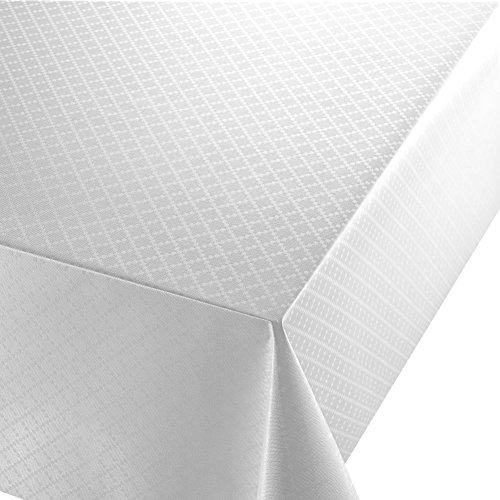 Wachstuch Diamant Relief Weiss Breite & Länge wählbar abwaschbare Tischdecke Eckig 140 x 110 cm von DecoHomeTextil Heimtextilmanufaktur