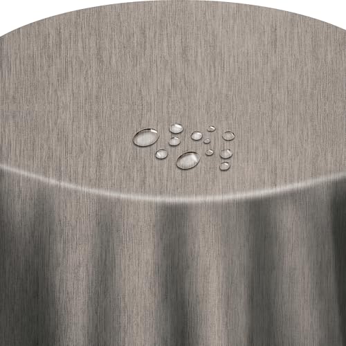 Wachstuch Robuste Leinen Prägung Rund Oval Größe & Farbe wählbar Oval 130 x 220 cm Braun abwaschbare Tischdecke von DecoHomeTextil Heimtextilmanufaktur