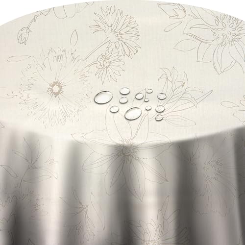 Wachstuch Tischdecke Wachstuchtischdecke Farbe und Größe wählbar d-c-fix Palmas Weiß Rund 80 cm abwaschbare Gartentischdecke von DecoHomeTextil Heimtextilmanufaktur