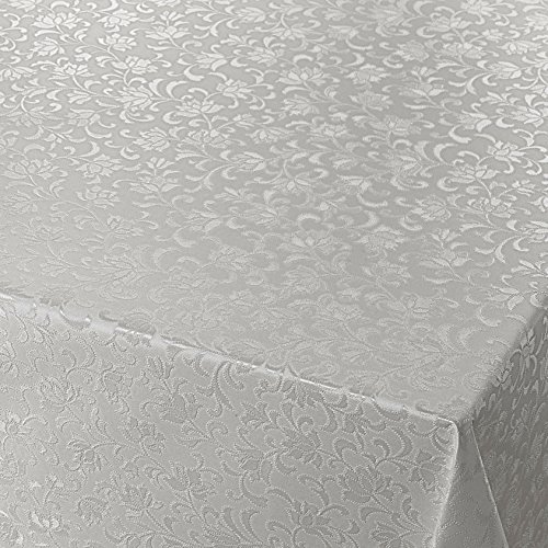 Wachstuch Wachstischdecke Gartentischdecke Tischdecke Blumen Relief Grau Silber Geprägt Breite & Länge wählbar 110 x 240 cm abwaschbar von DecoHomeTextil Heimtextilmanufaktur