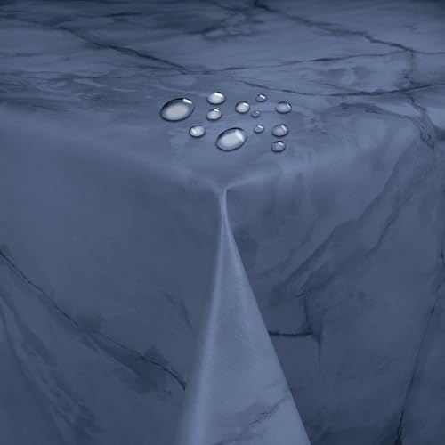 Wachstuch Wachstischdecke Tischdecke Breite und Länge wählbar abwaschbare Gartentischdecke Lack Marmor Dunkelblau 140 x 100 cm Eckig von DecoHomeTextil Heimtextilmanufaktur