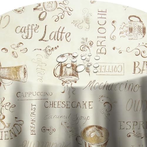 Wachstuch Wachstischdecke Tischdecke Farbe und Größe wählabar Cafe Bar Beige Oval 130 x 260 cm abwaschbar Gartentischdecke von DecoHomeTextil Heimtextilmanufaktur