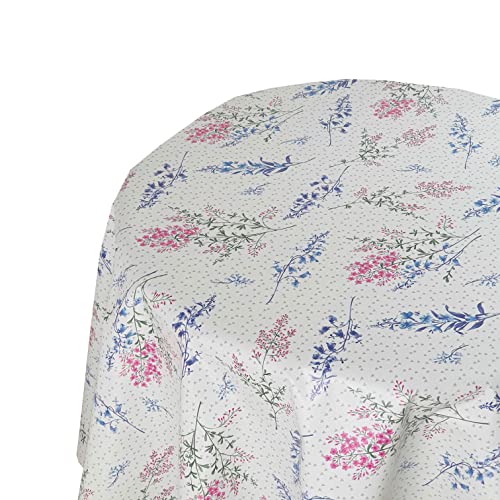 Wachstuch Wachstischdecke Tischdecke Gartentischdecke Farbe und Größe wählbar Fuchsia Flieder Blüten Rund 80 cm abwaschbare Wachstuchtischdecke von DecoHomeTextil Heimtextilmanufaktur