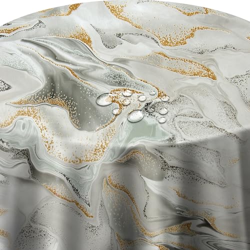 Wachstuch Wachstischdecke Tischdecke Gartentischdecke Farbe und Größe wählbar Sahara Gold Rund 110 cm abwaschbare Wachstuchtischdecke von DecoHomeTextil Heimtextilmanufaktur