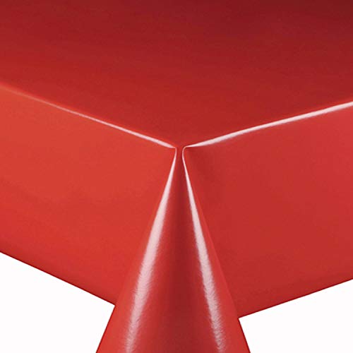 Wachstuch Wachstischdecke Tischdecke Gartentischdecke Glatt Uni Rot Breite & Länge wählbar 100 x 400 cm Eckig abwaschbar von DecoHomeTextil Heimtextilmanufaktur
