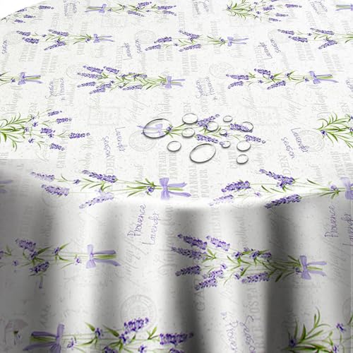 Wachstuch Wachstischdecke Tischdecke Gartentischdecke Größe wählbar Lavendel Provence Oval 130 x 160 cm abwaschbar von DecoHomeTextil Heimtextilmanufaktur