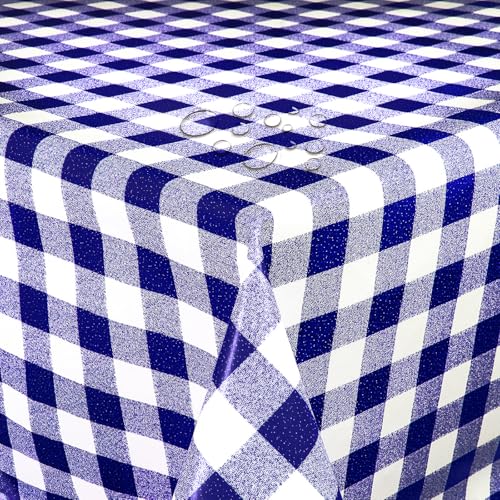 Wachstuch Wachstischdecke Tischdecke Gartentischdecke Klassik Kariert Blau Breite & Länge wählbar 120 x 140 cm Eckig abwaschbar von DecoHomeTextil Heimtextilmanufaktur