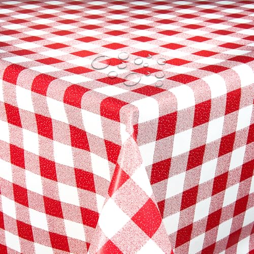 Wachstuch Wachstischdecke Tischdecke Gartentischdecke Klassik Kariert Rot Breite & Länge wählbar 130 x 210 cm Eckig abwaschbar von DecoHomeTextil Heimtextilmanufaktur