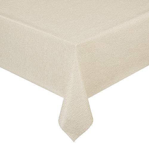 Wachstuch Wachstischdecke Tischdecke Gartentischdecke Lack Leinen Creme Beige Breite & Länge wählbar 110 x 140 cm Eckig abwaschbar von DecoHomeTextil Heimtextilmanufaktur