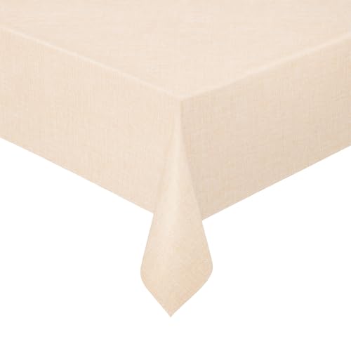 Wachstuch Wachstischdecke Tischdecke Gartentischdecke Lack Leinen Beige Rechteckig 130 x 220 cm abwaschbar von DecoHomeTextil Heimtextilmanufaktur