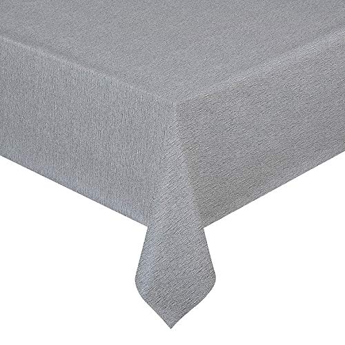 Wachstuch Wachstischdecke Tischdecke Gartentischdecke Lack Leinen Grau Silber Breite & Länge wählbar 80 x 100 cm Eckig abwaschbar von DecoHomeTextil Heimtextilmanufaktur