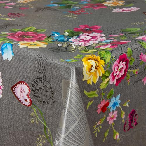 Wachstuch Wachstischdecke Tischdecke Gartentischdecke Paradies Vogel Anthrazit Breite & Länge wählbar 130 x 500 cm Eckig abwaschbar von DecoHomeTextil Heimtextilmanufaktur