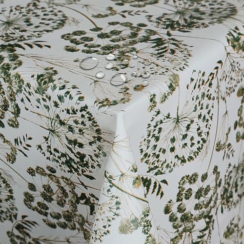 Wachstuch Wachstischdecke Tischdecke Grün Pusteblume Weiß Quadratisch 80 x 80 cm abwischbar von DecoHomeTextil Heimtextilmanufaktur