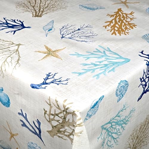 Wachstuch Wachstischdecke Tischdecke Koralle Rechteckig 90 x 320 cm abwischbar von DecoHomeTextil Heimtextilmanufaktur