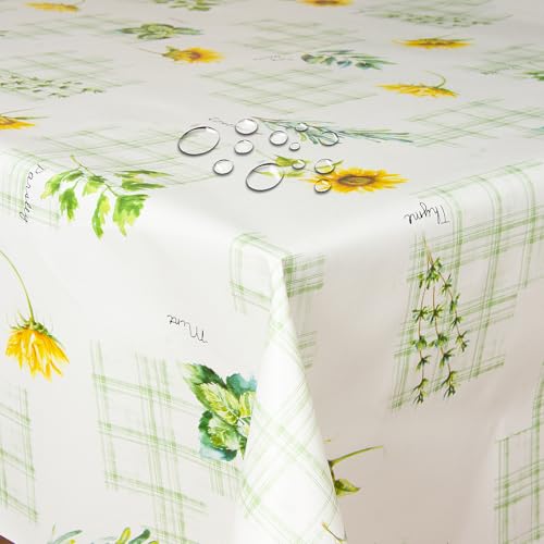 Wachstuch Wachstischdecke Tischdecke Kräuter Rosmarin Minze Breite & Länge wählbar 100 x 140 cm Eckig abwaschbar von DecoHomeTextil Heimtextilmanufaktur