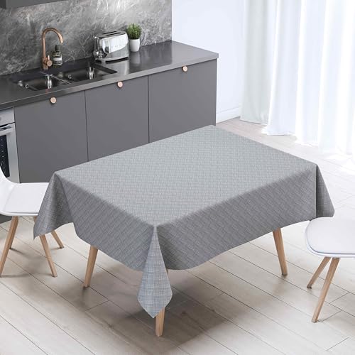 Wachstuch Wachstischdecke Tischdecke Line Wall Grau Oval 130 x 160 cm abwischbar von DecoHomeTextil Heimtextilmanufaktur